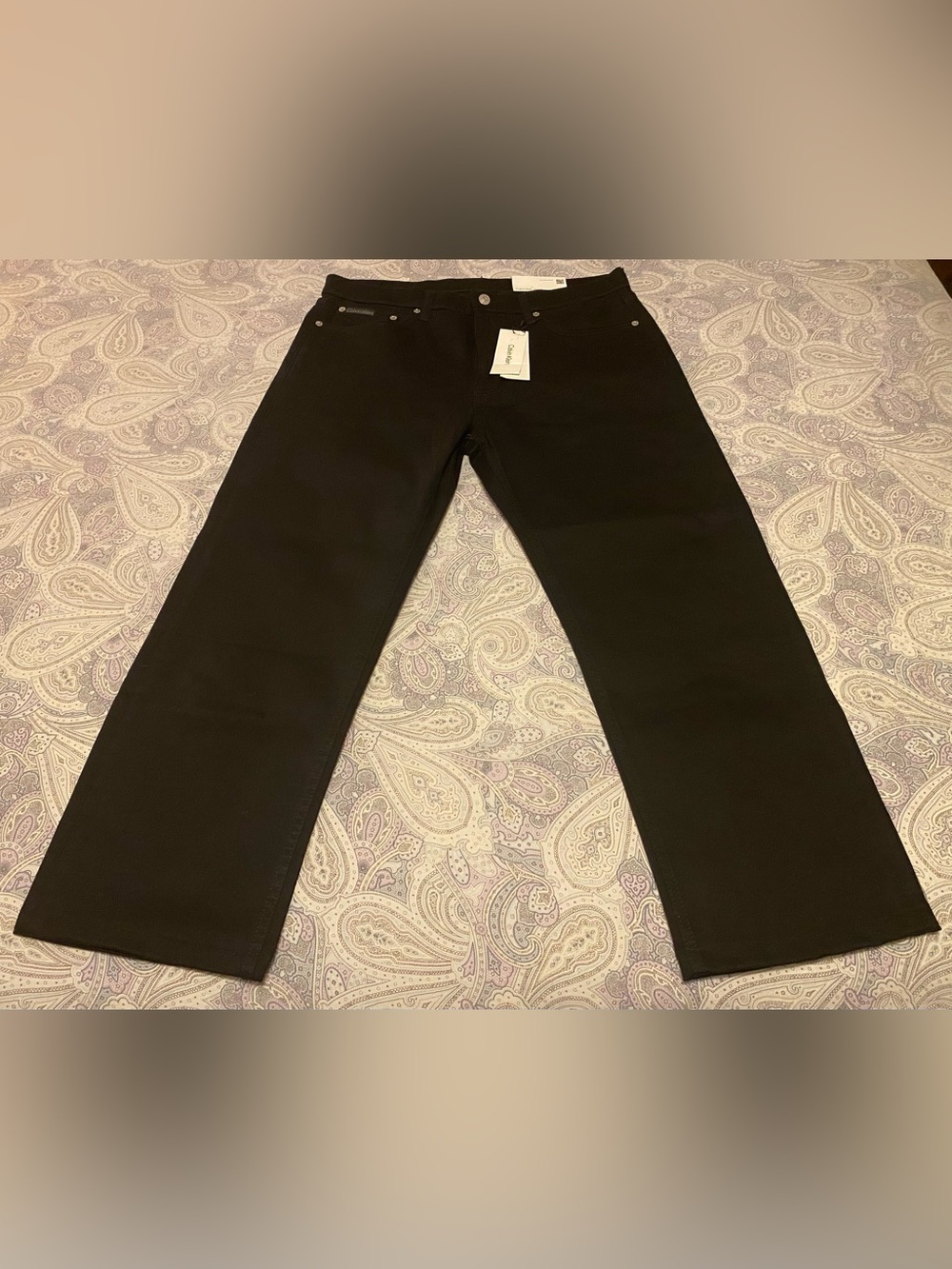 Calvin Klein Standard Straight Fit Stretch Jeans Forever Black Size 34x25 Nwt